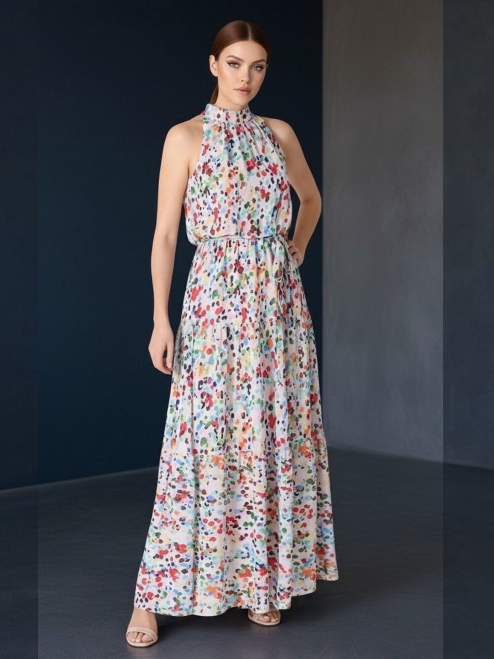 Julia Multicolor Abstract Maxi Dress – Size 24